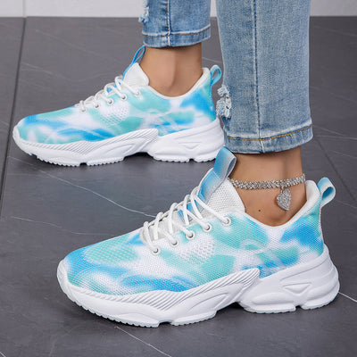 Damen Leichte Atmungsaktive Lauf Sneakers mit Einzigartigem Farbverlauf Design Fudus