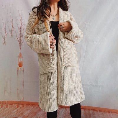Strickcardigan mit Taschen | Grobstrick | Langer Schnitt