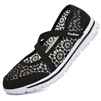 Damen Elegante Spitzen Slip-On Sneakers mit unterstützendem Riemen Fudus