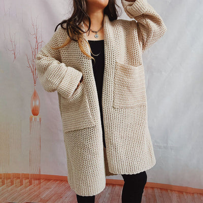 Strickcardigan mit Taschen | Grobstrick | Langer Schnitt