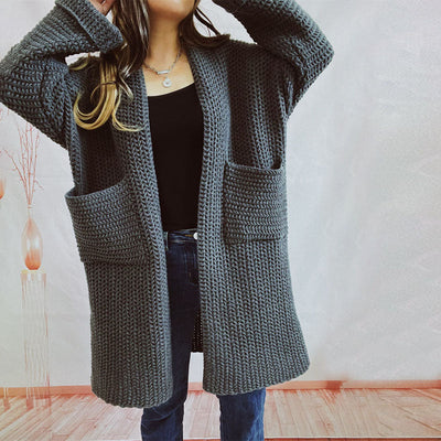 Strickcardigan mit Taschen | Grobstrick | Langer Schnitt
