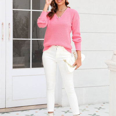 Strickpullover mit V-Ausschnitt | Strukturstrick | Schlicht & Elegant