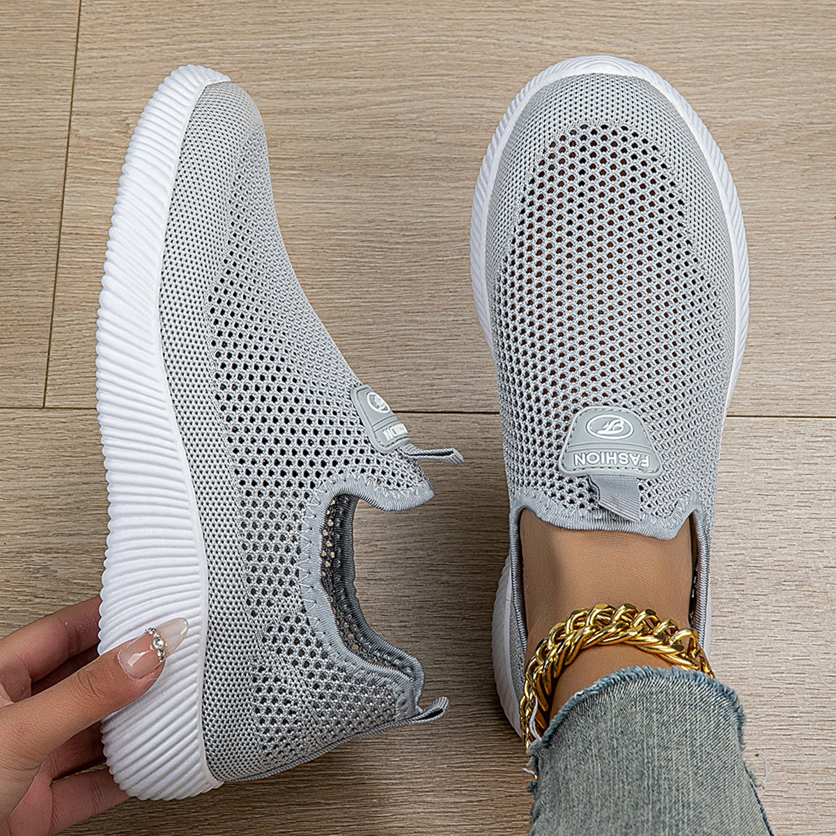 Damen Atmungsaktive Mesh Slip-On Sneakers Fudus