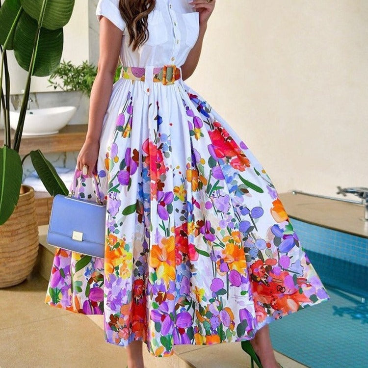 Damen Maxikleid mit floralem Design Fudus