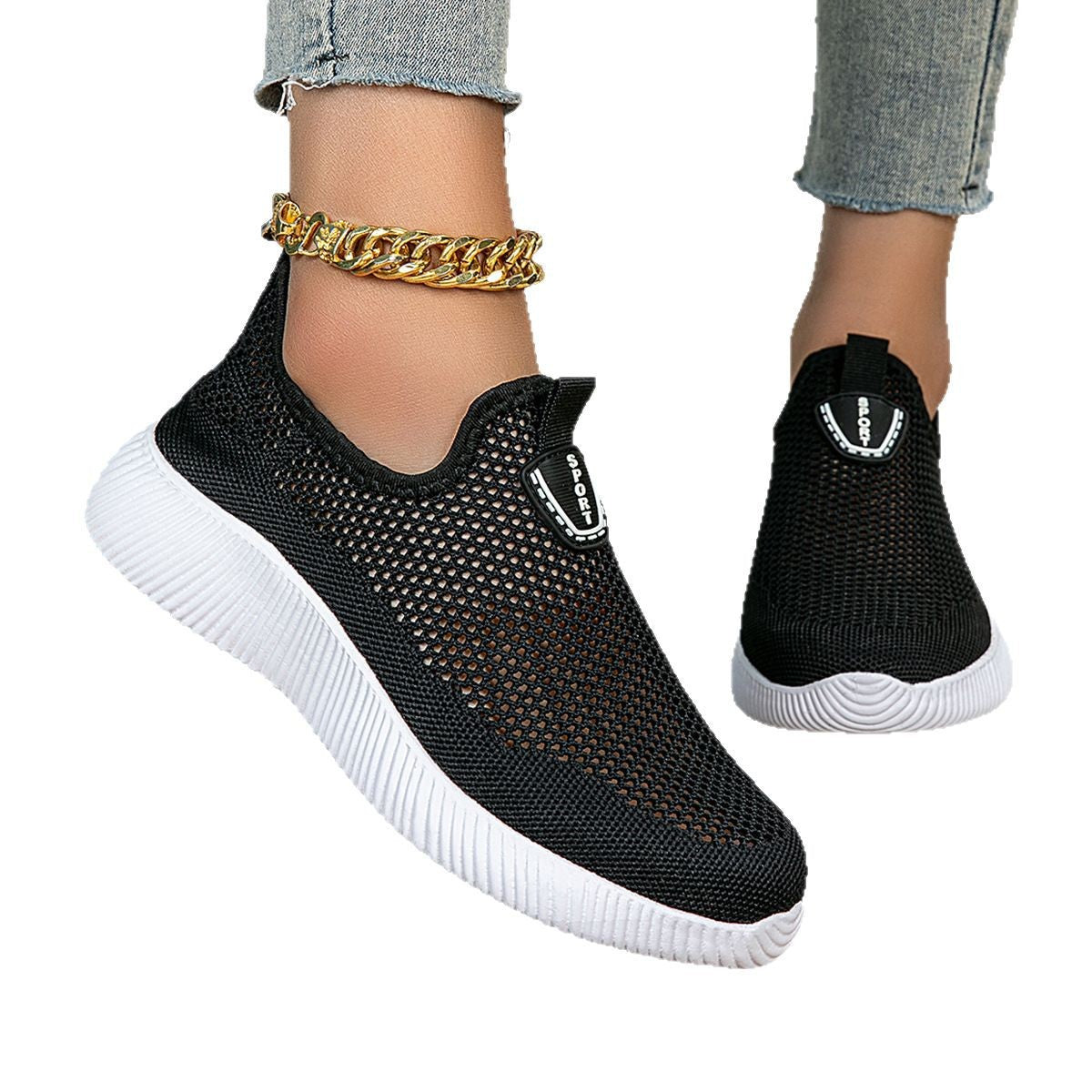 Damen Atmungsaktive Mesh Slip-On Sneakers Fudus