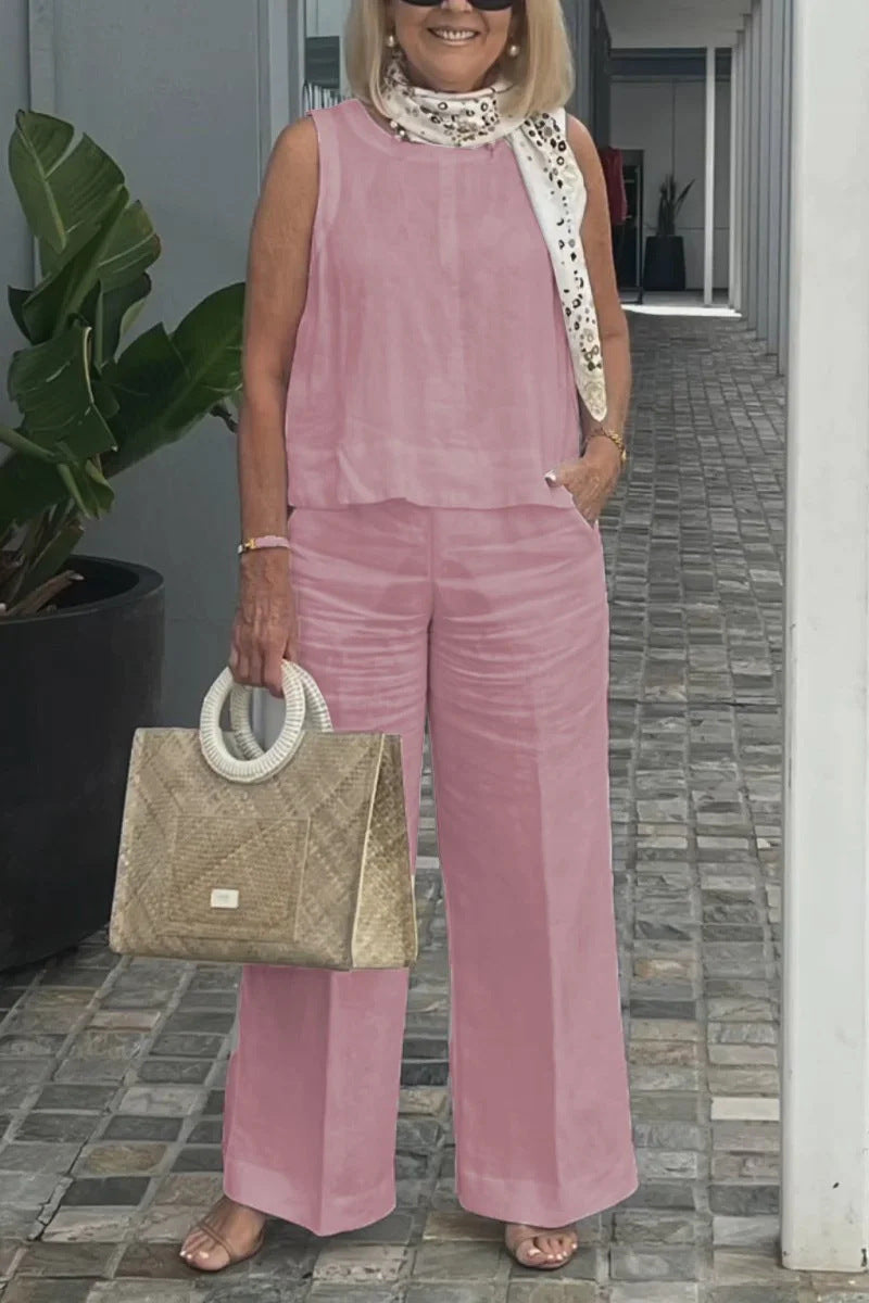 Leinen-Set mit ärmellosem Top | Weite Hose | Sommerlicher Chic
