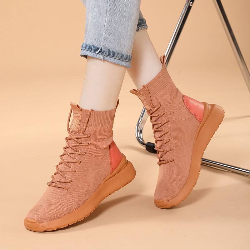Damen High-Top Sock-Style Sneakers mit atmungsaktivem Strick-Obermaterial Fudus
