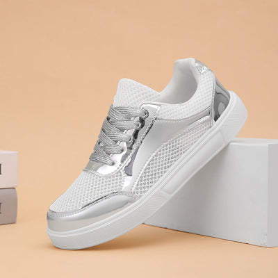 Damen Metallic Mesh Fashion Sneakers Fudus