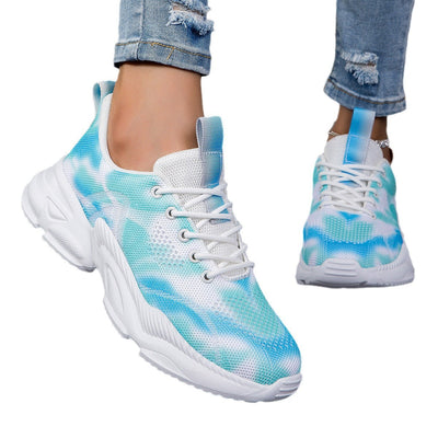 Damen Leichte Atmungsaktive Lauf Sneakers mit Einzigartigem Farbverlauf Design Fudus
