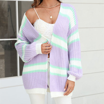 Strickcardigan mit Streifen | Lockerer Schnitt | Verspielter Look