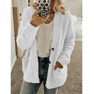 Teddy Damen Fleecejacke Mit Kapuze | Flauschiger Wintermantel