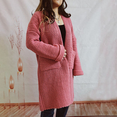Strickcardigan mit Taschen | Grobstrick | Langer Schnitt