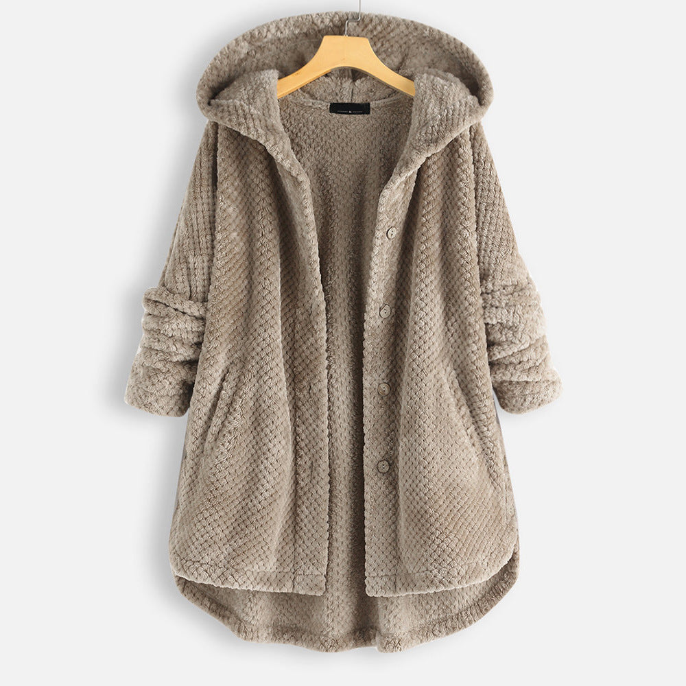 Damen Winter Wendejacke mit Kapuze - Warmes Fleece
