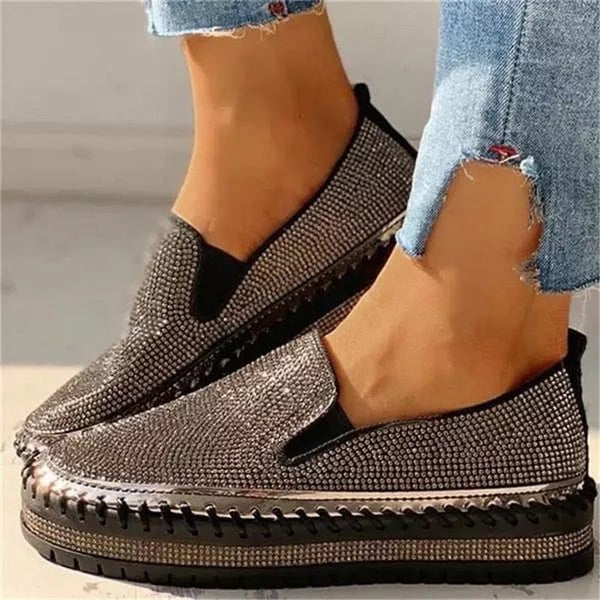Elegante Plattform Schuhe für Damen - Glänzende Metalloptik