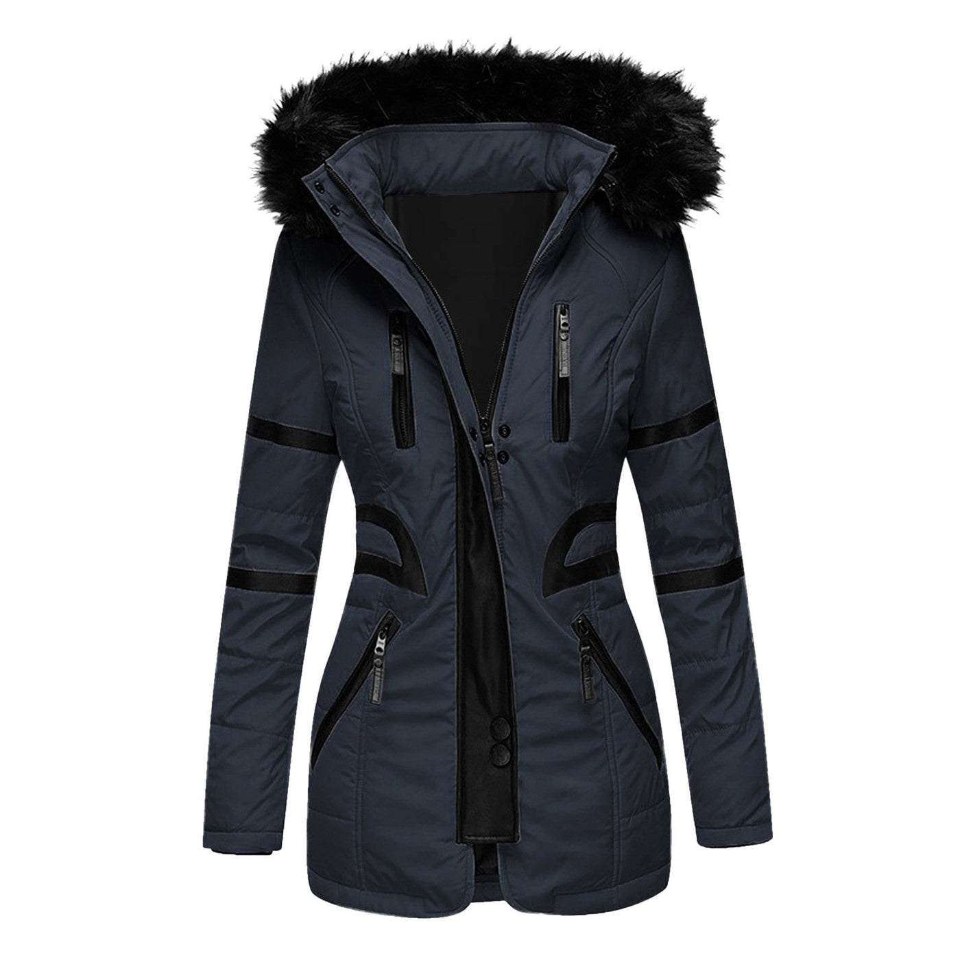 Eleganter Damen Winter-Kapuzenmantel mit Wollanteil