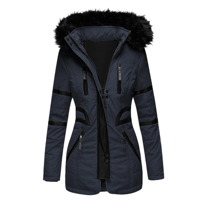 Eleganter Damen Winter-Kapuzenmantel mit Wollanteil