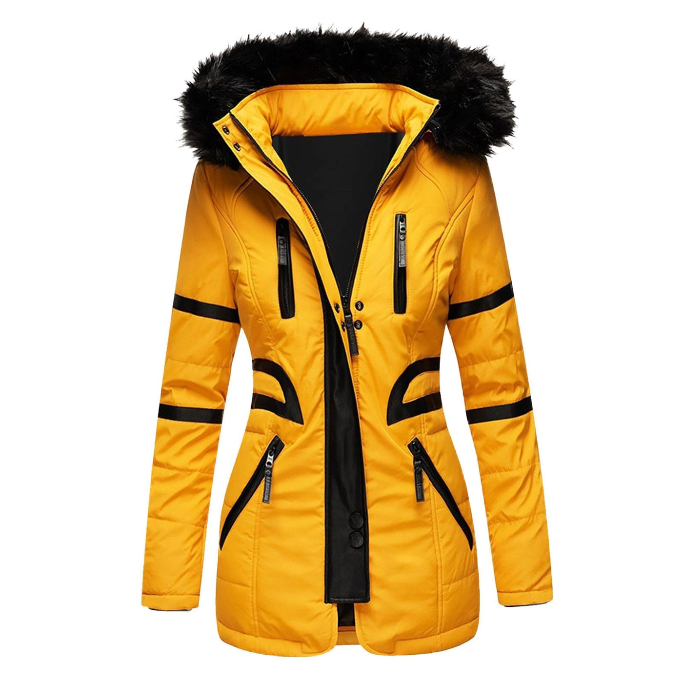 Eleganter Damen Winter-Kapuzenmantel mit Wollanteil