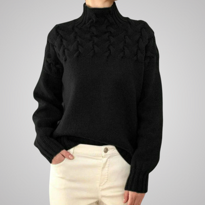 Strickpullover mit Zopfmuster | Hoher Kragen | Kuscheliger Komfort