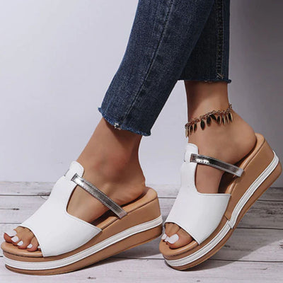 Unita - Sandalen zum Hineinschlüpfen mit offener Spitze | Stilvolle Keilsandalen bequeme Damen