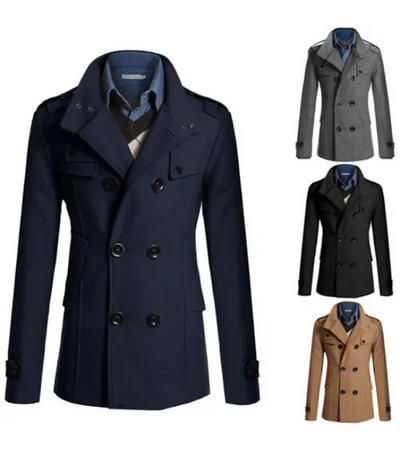 Herren Wintermantel - Eleganter Trenchcoat mit Stehkragen und Wärmeabdichtung
