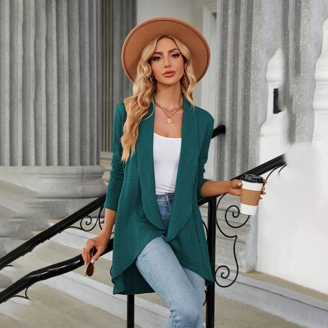 Cardigan mit Wasserfallkragen | Lockerer Schnitt | Strukturierter Look