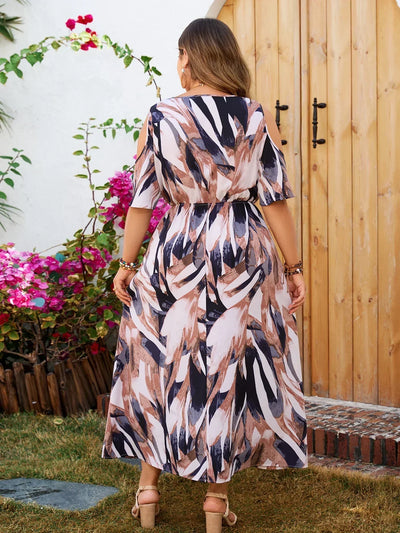 Tatiana® | Bedrucktes langes Kleid in Übergröße mit Reißverschluss
