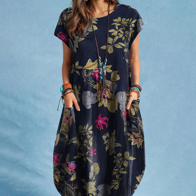 Damen Lässig Blumenmuster Kleid | Midi