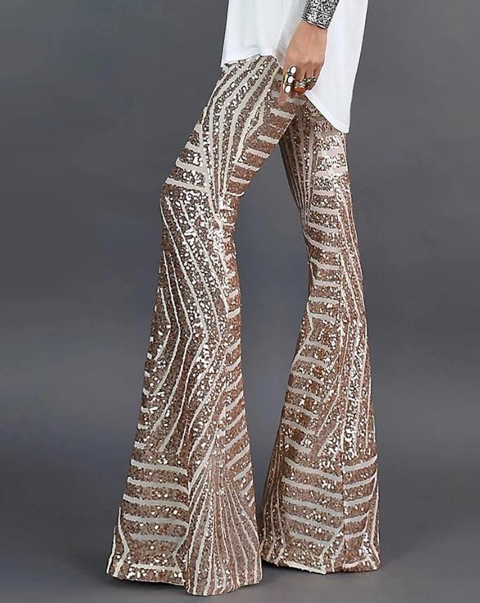 Damen Glitzer-Hose in Metallic-Optik