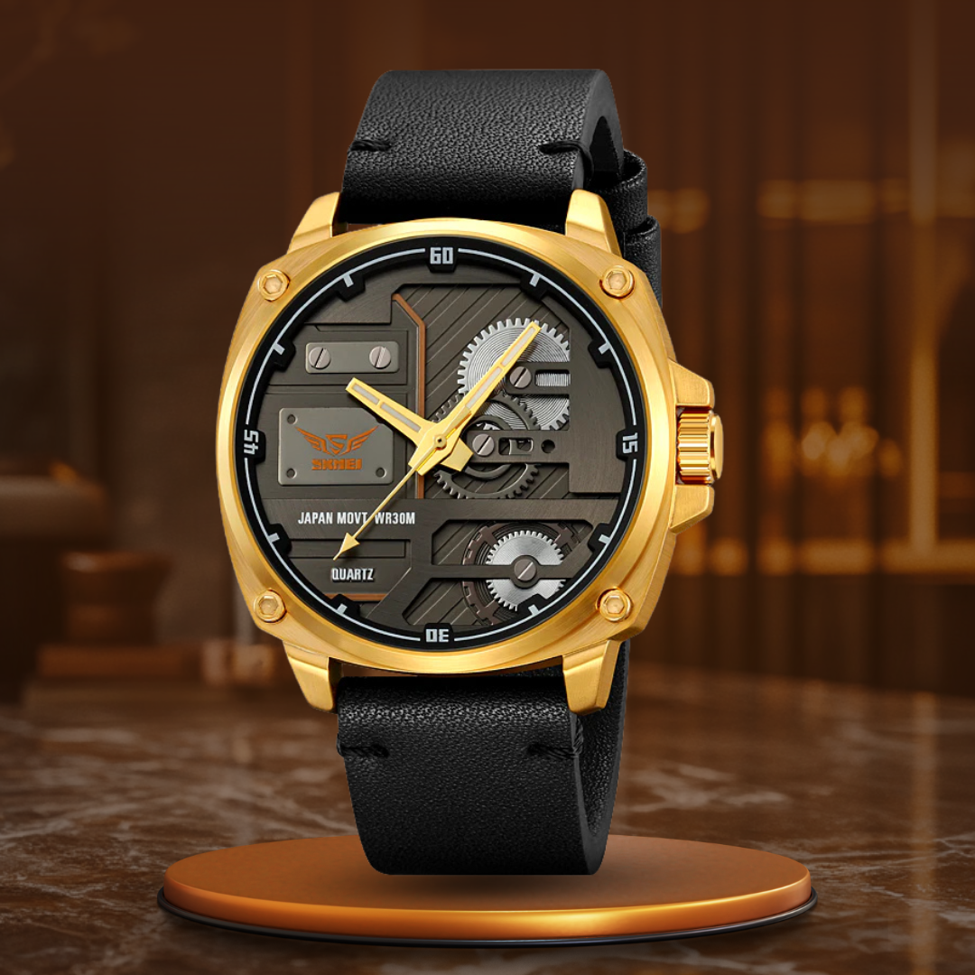 van Baerle® - Quarz Leder Herrenarmbanduhr