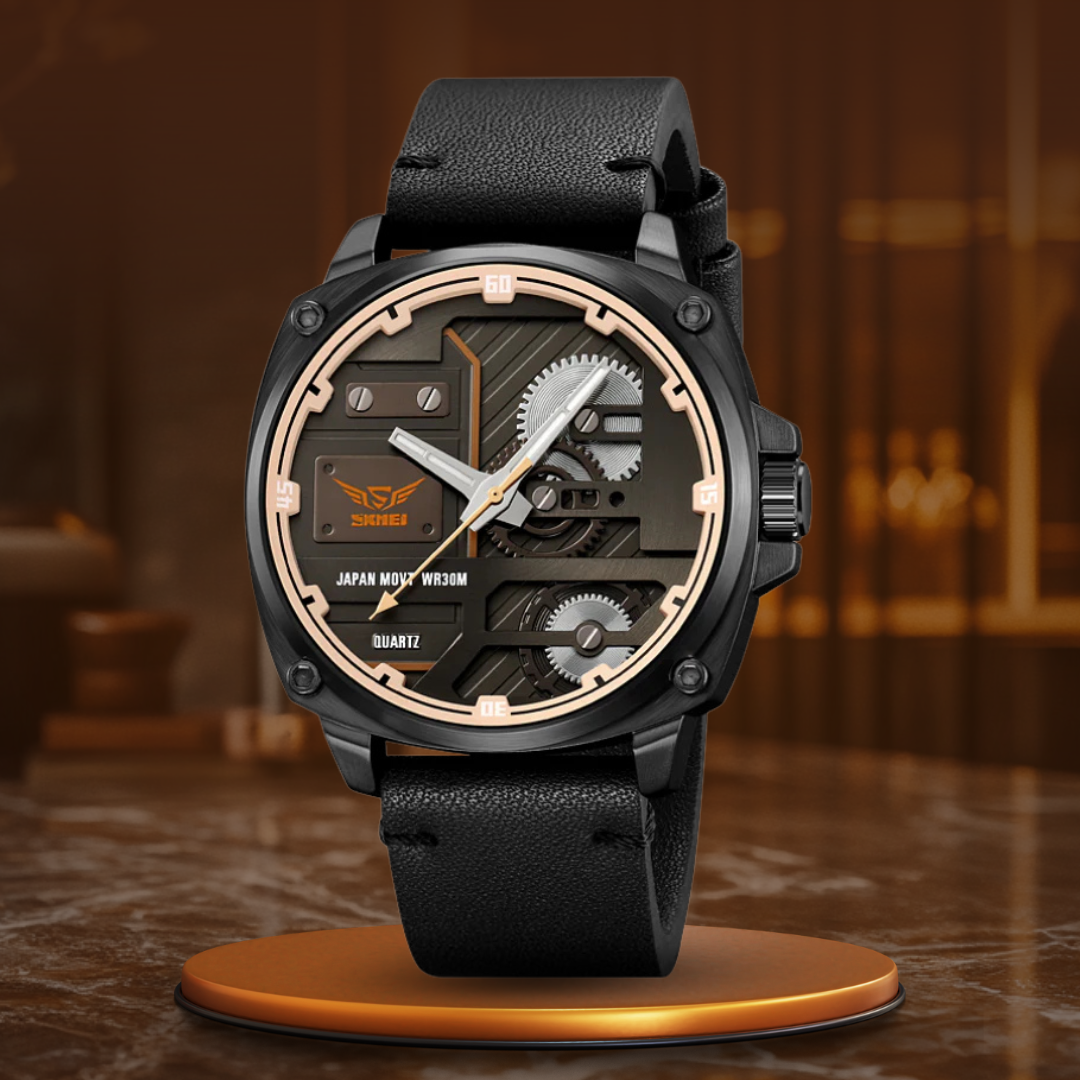 van Baerle® - Quarz Leder Herrenarmbanduhr