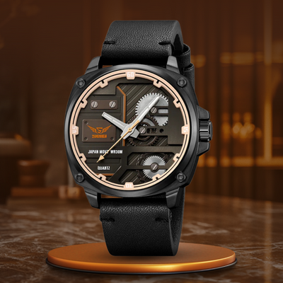 van Baerle® - Quarz Leder Herrenarmbanduhr