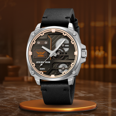 van Baerle® - Quarz Leder Herrenarmbanduhr
