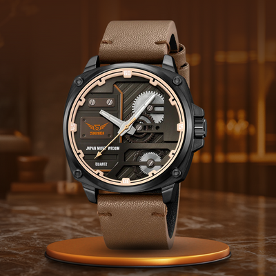van Baerle® - Quarz Leder Herrenarmbanduhr