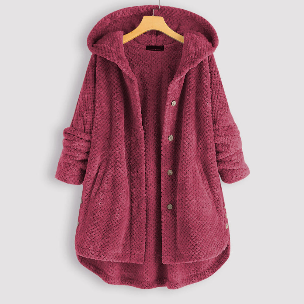 Damen Winter Wendejacke mit Kapuze - Warmes Fleece