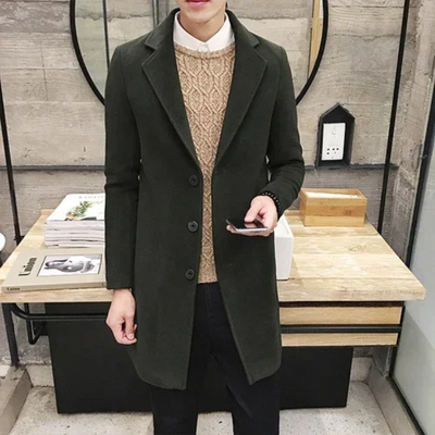 Herren Woll-Mantel Elegante Business Jacke - Büro und Freizeit