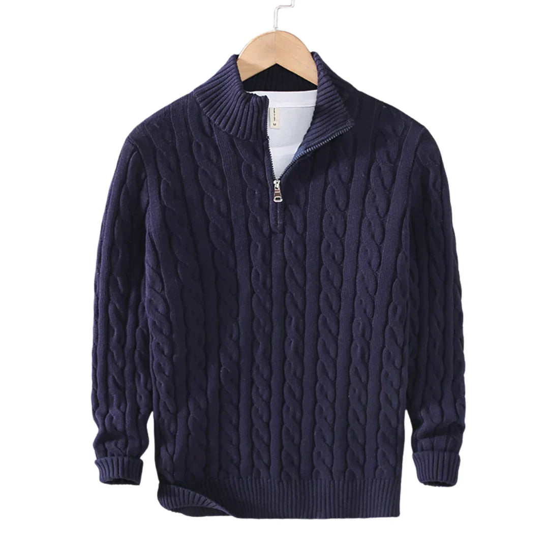 Herren Strickpullover mit V-Ausschnitt und Reißverschluss