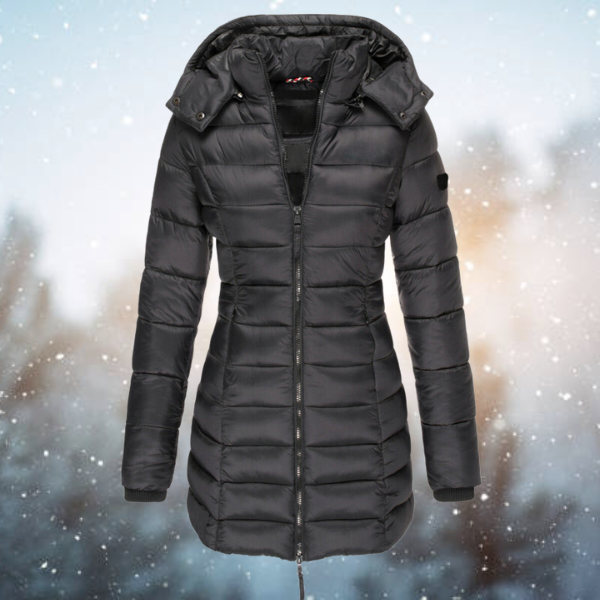 Warme Damen Winterjacke mit Daunen und Kapuze