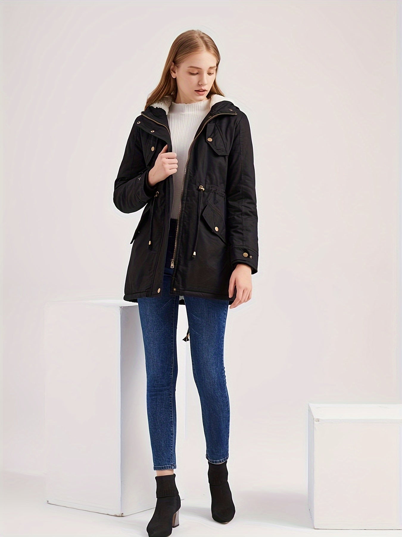 Warmer Damen Winter Parka in Schwarz | Winddicht & Modern