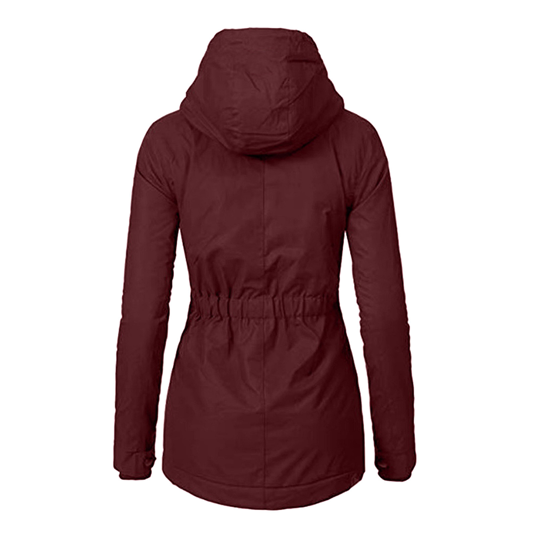 Stylische gefütterte Regenjacke mit Reissverschluss, Taschen und Kapuze für Damen | Perfekt für Herbst/Winter