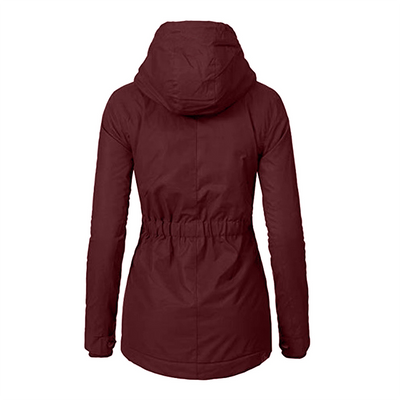 Stylische gefütterte Regenjacke mit Reissverschluss, Taschen und Kapuze für Damen | Perfekt für Herbst/Winter