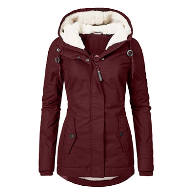 Stylische gefütterte Regenjacke mit Reissverschluss, Taschen und Kapuze für Damen | Perfekt für Herbst/Winter