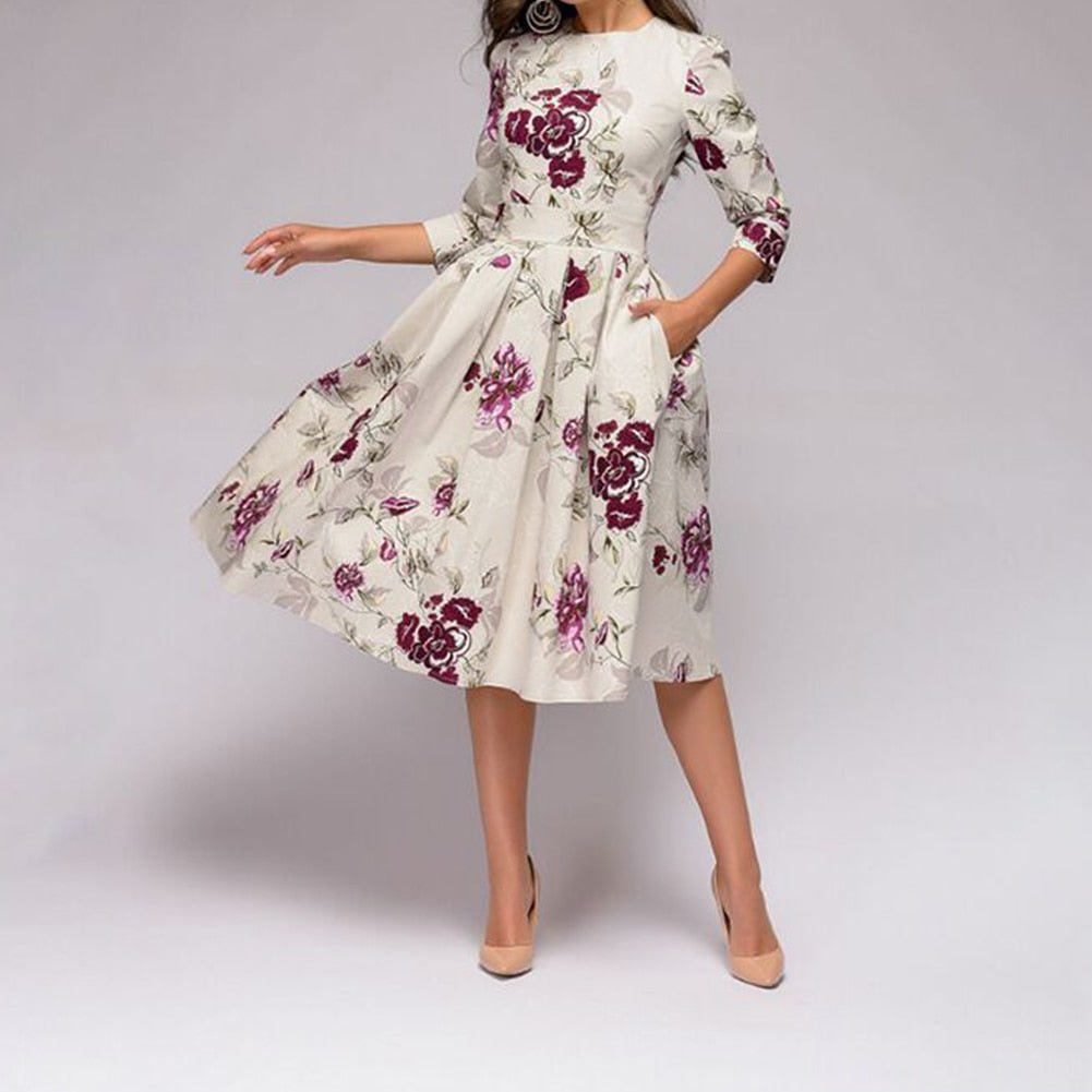 Vintara™ – Elegantes Damenkleid im Retro Stil, Figurbetont & Vielseitig