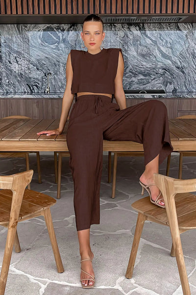 Damen Leinen Set – Lockerer Schnitt – Lässiger Sommerlook