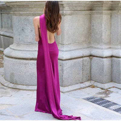 Lucila - Hals Halfter Maxikleid