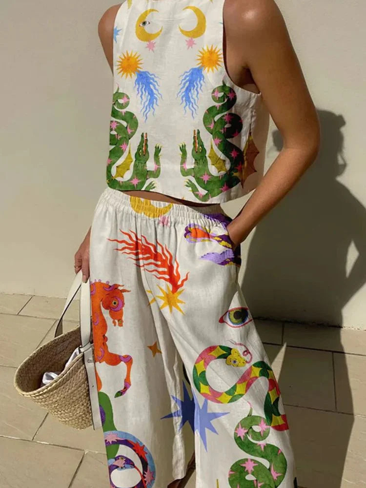 Chic - Zweiteiliges Set mit abstraktem Grafikdruck