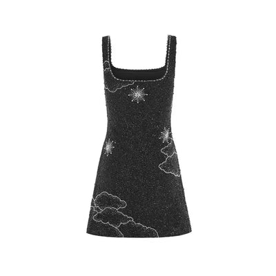Torri - Celestial Sparkle Minikleid Partykleid mit Mond- und Sternenverzierung