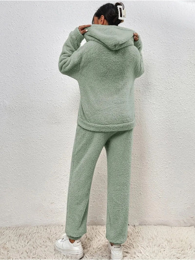 Damen Gemütlicher Teddy Hausanzug | Zweiteilig Warm
