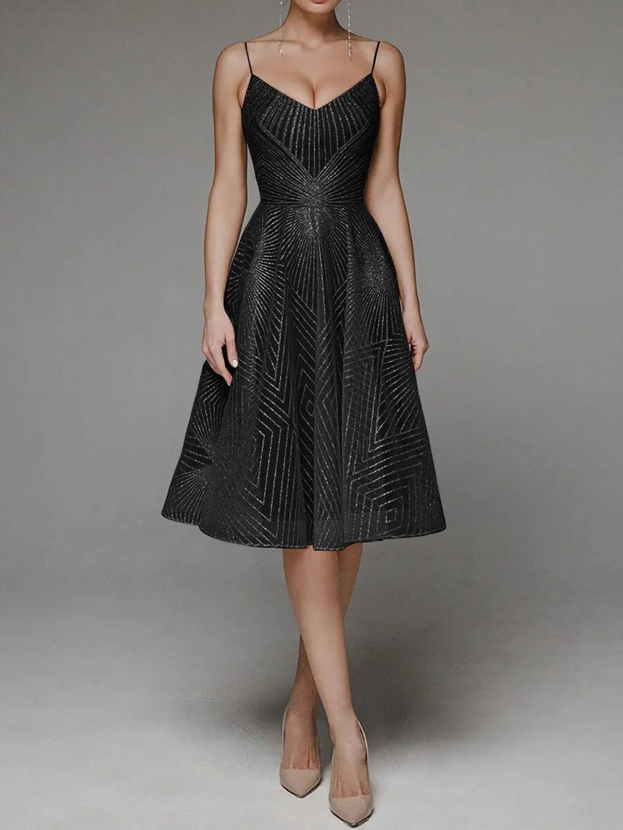 Cocktailkleid mit Glitzerdetails | Spaghettiträger | Femininer A-Linien-Schnitt