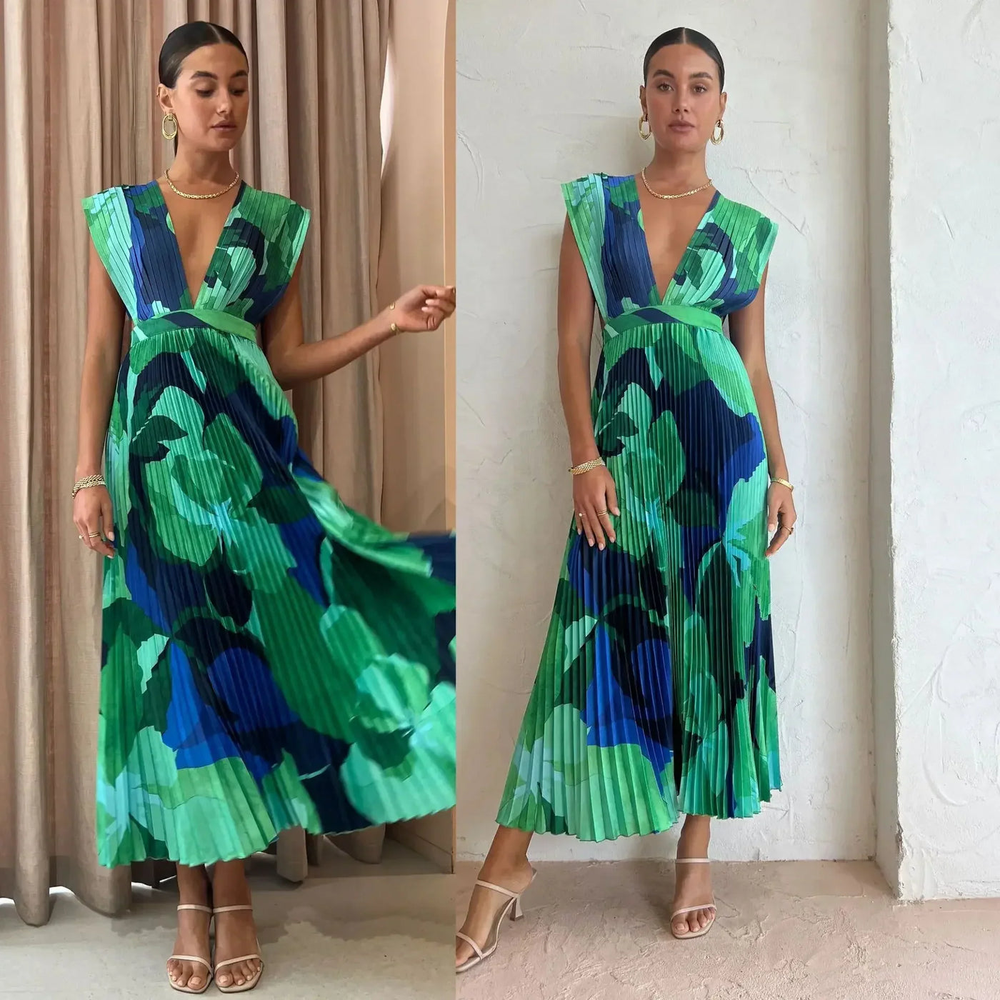 Aurielle | Elegantes Maxikleid mit tiefem V-Ausschnitt