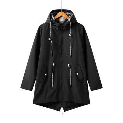 Damen Kapuze Wasserdichter Trenchcoat | Lässig